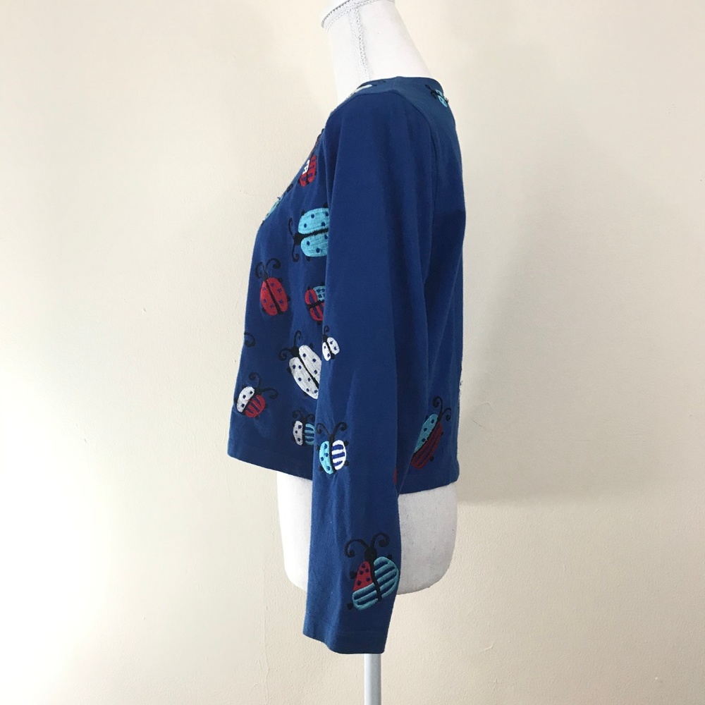 Michael Simon Embroidered Ladybug Button Cardigan - image 7